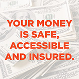 Your Deposits are safe, accessible and insured.